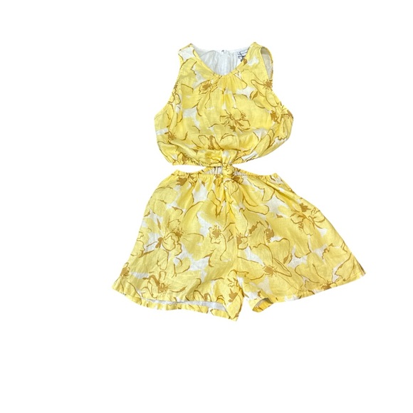 Faithfull the Brand Pants - faithfull the brand Rana Playsuit Willa Floral Print Yellow Size 8 NWT